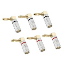 6 x Banana Plugs 90 Degree Speaker Banana Plug 4mm Gold-Plated Copper Red Black