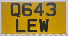 Rare Vintage United Kingdom Q License Plate Q643 Lew See Notes