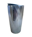 STARBUCKS Blue Iridescent Waves Ceramic Tumbler Metallic Shiny 12 oz Mug 2021 VG — photo 1