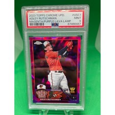 2023 Topps Chrome Adley Rutschman Magenta Purple Lava Refractor RC #/299 PSA 9