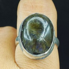 Natural Labradorite Gemstone Handmade 925 Sterling Silver Ring Size-8.5 US