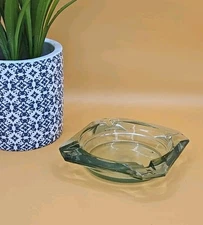 Clear Glass Table Ashtray Cigarette Holder 4 Slot - Card Table Patio Movie Prop