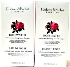 Crabtree Evelyn ROSEWATER Ultra-Moisturising Hand Therapy 3.5 oz 100 g NEW x 2