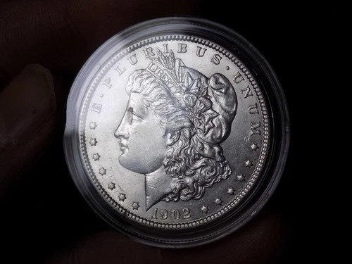 MORGAN SILVER DOLLAR 1902 O FROSTY UNC IN HARD CAPSULE NICE 90% DOLLAR