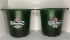 2 Vtg HEAVYWEIGHT Heineken Beer Ice Bucket Thick Green Lucite Style 70s 80s BAR