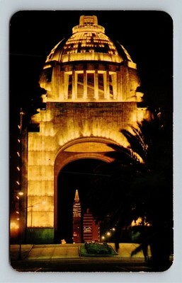 MONUMENT OF THE REVOLUTION, MEXICO, NIGHT VIEW Vintage Souvenir Postcard