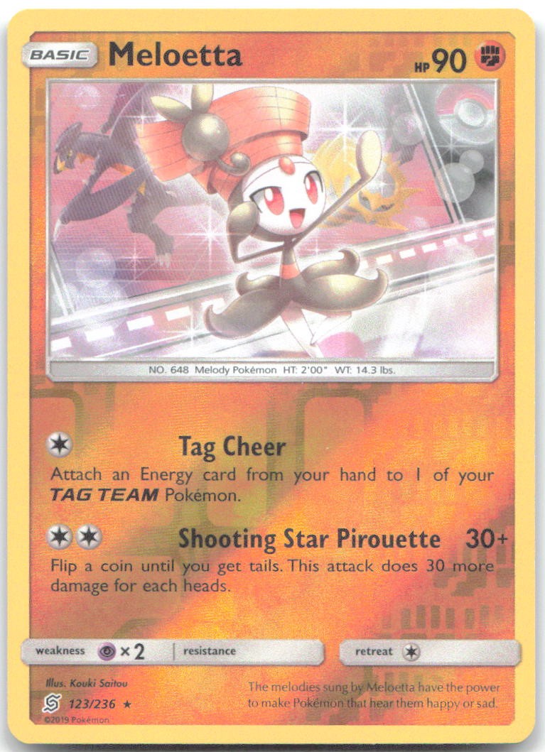 MELOETTA 123/236 Rare Unified Minds Pokemon REVERSE HOLO Near Mint