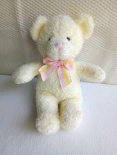 Vtg Russ Berrie Baby Teddy Bear SPRINKLES 10" Yellow Plush Rattle Toy Plaid Bow