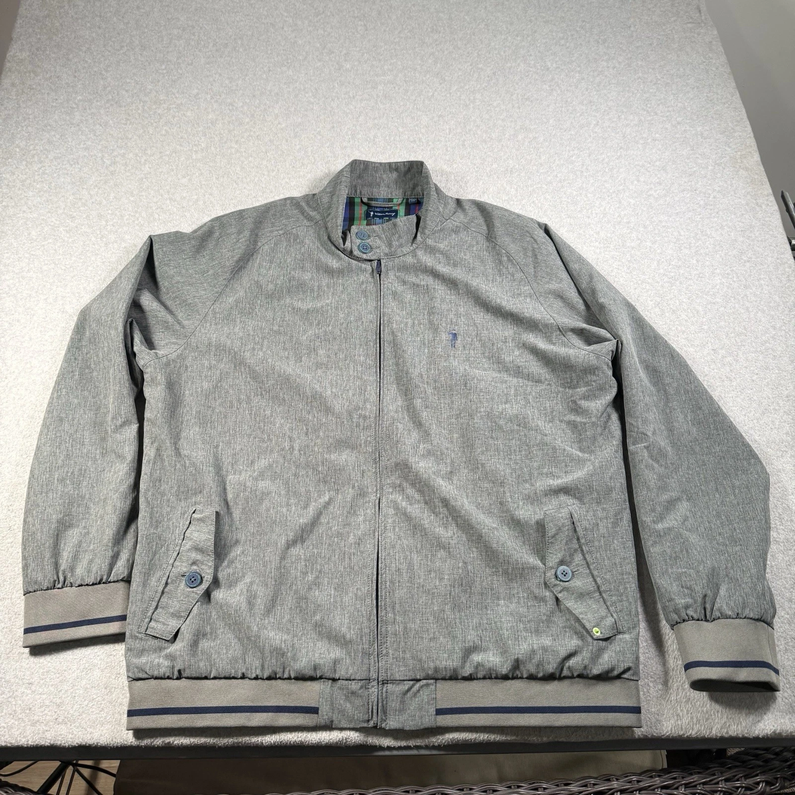 William Murray Windbreaker Jacket Mens 2XL Gray Full Zip Pockets Golf Casual
