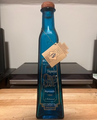 Oro Azul Reposado Artesanal Tequila Empty blue bottle 750ml Agave Mexico