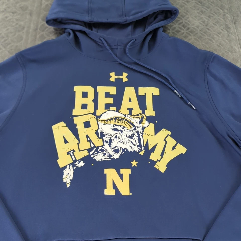 Navy Midshipmen Hoodie Beat Army Under Armour Fooball Blue Long Sleeve Men Large - Image 4 of 4
