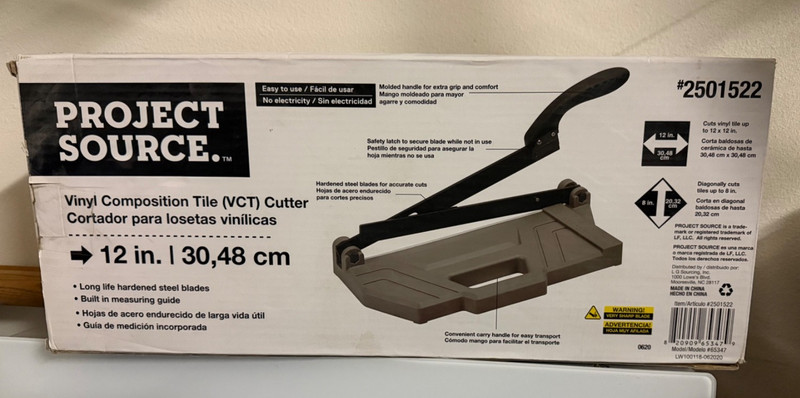 Project Source #2501522 Vinyl Composition Tile VCT Cutter 12” Steel Blade - Used