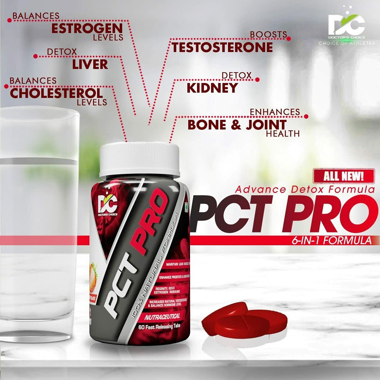DOCTOR'S CHOICE PCT PRO All-in-One | Detox | Post Cycle Therapy- 60 Tablets