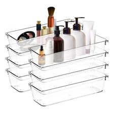 8 Pack Drawer Organizer - 3" X 9" Clear Acrylic Storage Bins with Non-Slip Pa...