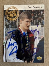 CHRIS PRONGER SIGNED 1992/93 UPPER DECK ROOKIE CARD #591 AUTOGRAPH - To Robert. rookie card picture
