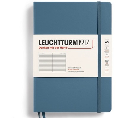 Leuchtturm1917 Notizbuch Medium (A5), Hardcover 251pg liniert Stein blau liniert