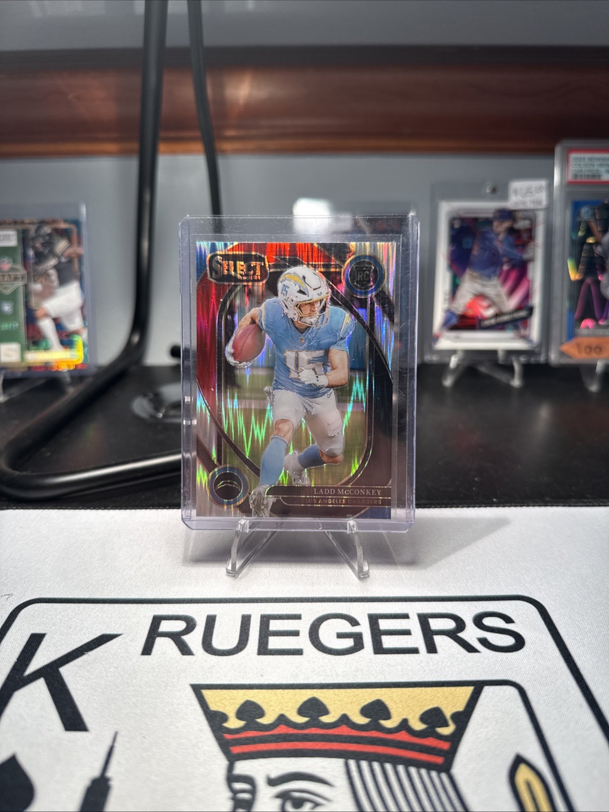 2024 Panini Select - Club Level Ladd McConkey #268 Black & Red Shock Prizm (RC)