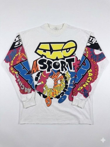 Vintage 1990s AXO SPORT Motocross Mesh Jersey White/ Multicolor Size XL