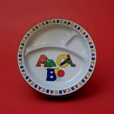 Vtg Children's Kids Melamine A B C Plate- Parenting Divided Dishware Dish 8.4 "