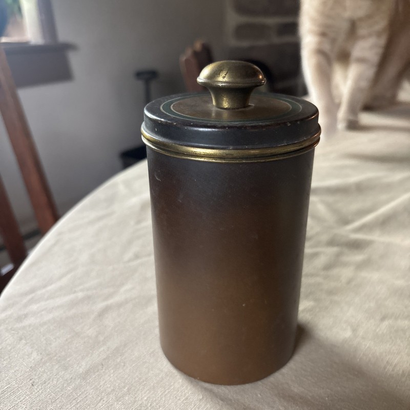 Antique Vintage Bradley & Hubbard Brass Humidor Original Glass Insert  7.25 “