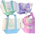 Trader Joe’s Mini Pastel Canvas Tote Bag Set 4 Pink Blue Purple Green New 2025 — photo 2