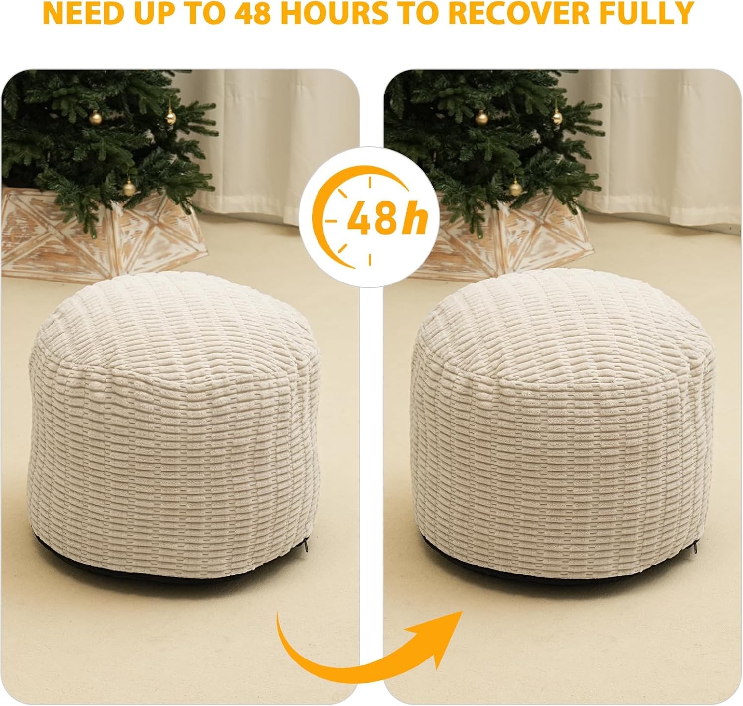 Round Padded Futon Ottoman, Storage Ottoman Futon Footstool Cushion
