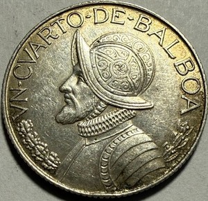 PANAMA - (1/4) Un Cuarto de Balboa - 1962 - Km-11.2 - Toned .900 Silver Coin!