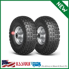4.10/3.50-4 Tire Wheels Flat Free, 10" Heavy Duty Solid Replacement Tires with 5