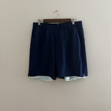 Athletic Works Mens Medium Navy Blue Shorts With Liner Shorts Euc Gym Workout F6