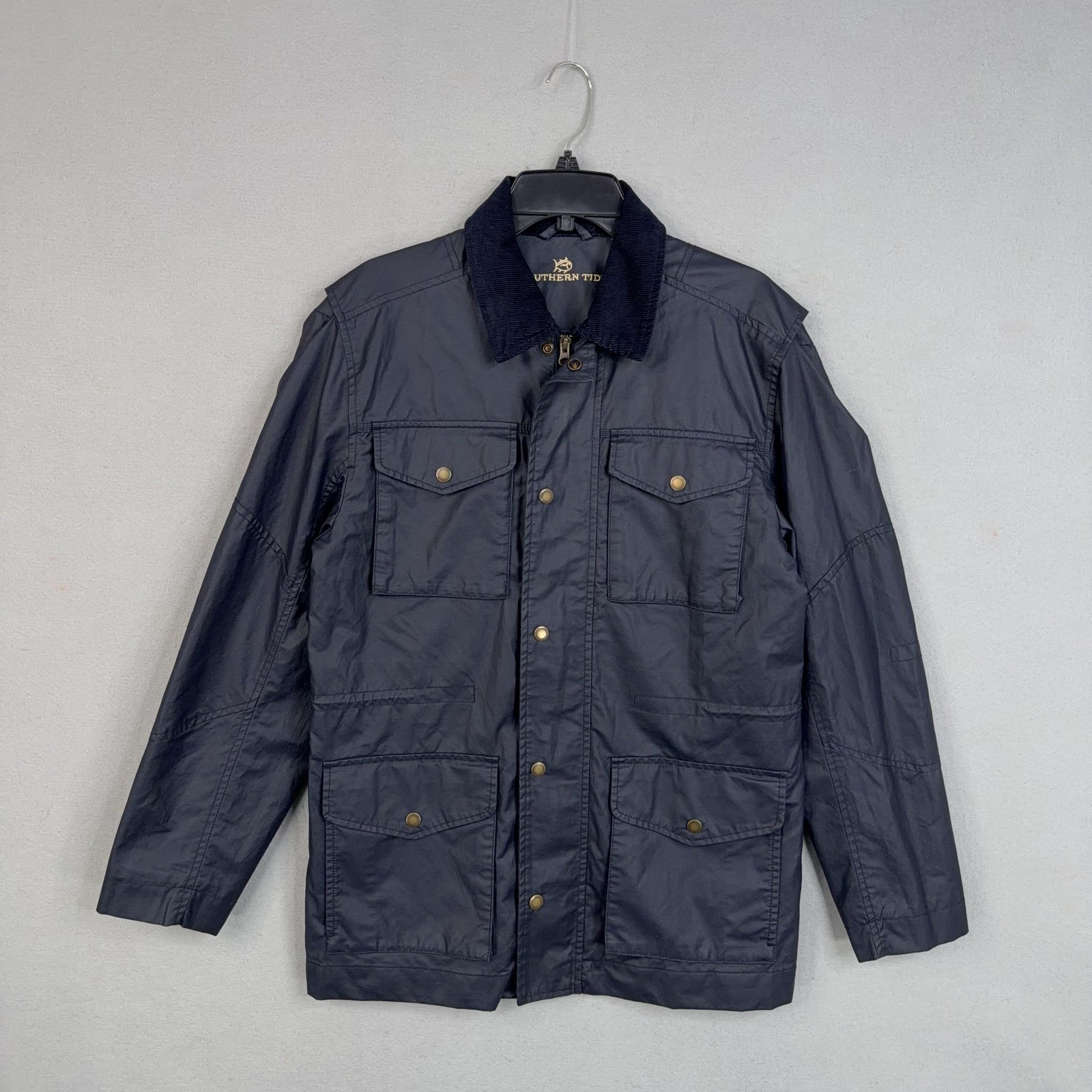 Southern Tide Jacket Mens Small Blue Waxed Field Coat Maritime Hunting Chore