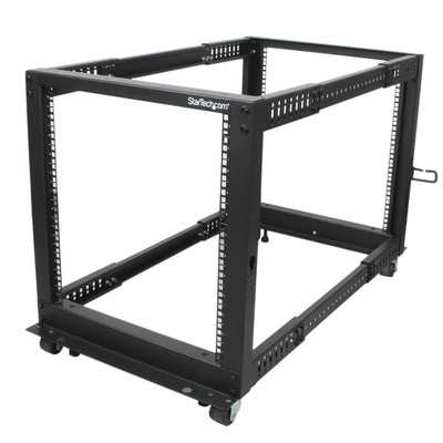 StarTech.com 12 HE einstellbare Tiefe offener Rahmen 4 Pfosten Server-Rack mit Rollen / L