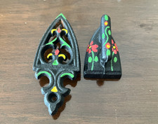 Vtg Hand Painted Miniature Sad Iron Mini Sadiron Cast Iron Flat Press Trivet