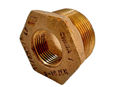 Brass Hex Bushing 1-1/4'' x 3/4'' NPT Thread LEAD FREE