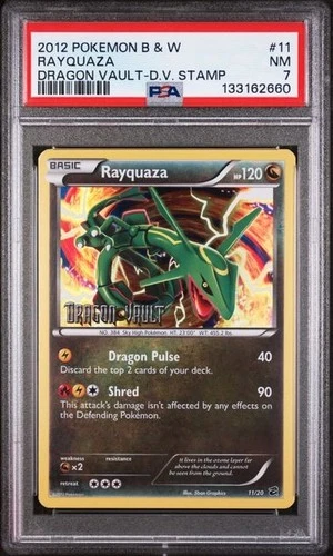 Rayquaza 11/20 Pokemon TCG Dragon Vault Stamp B&W Ultra Rare PSA 7 NM