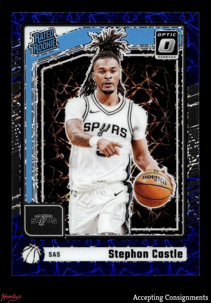 2024-25 Donruss Optic Blue Velocity #254 Stephon Castle RC RATED ROOKIE Spurs