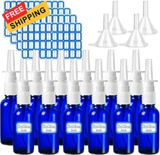 Nasenspray-Flaschen, 30 ml, blaues Glas, nachfüllbar, Blau, 20 Stück 