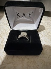 14K White Gold Diamond Engagement Ring Princess cut, Size 5