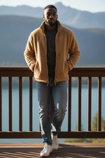 Men's Fleece Jacket Full-Zip Stand Collar Winter Warm Casual Work Outwear 2XL