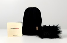 Kids Winter Knitted Pom Beanie Bobble Hat Cotton Lined Faux Fur Ball Pom Pom Cap