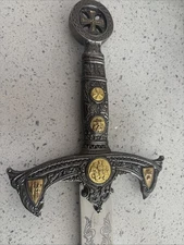 THE KNIGHTS TEMPLAR Crusader Sword Handmade Carbon Steel Battle Leather Sheath