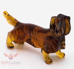 Art Blown Glass Figurine Of The Long Haired Dachshund Dog Ebay