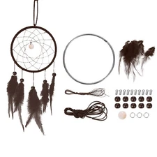 DIY Dream Catcher Kit, Making Dream Catcher Supplies Style 3, Brown