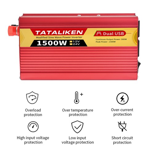 2500W Car Power Inverter DC 12v to AC 110V 60HZ with Dual USB Ports - Picture 2 of 18