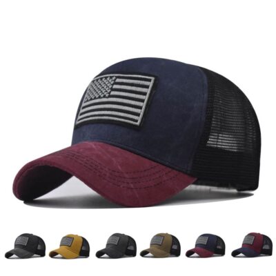 Gorras de Hombre Mujeres Snapback Moda USA Flag Malla Con Visera Baseball Cups
