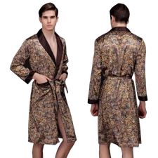 2nd item ship FREE Men Robe Satin Silk Robe Satin Spa Gown Silk Pajamas Kimono