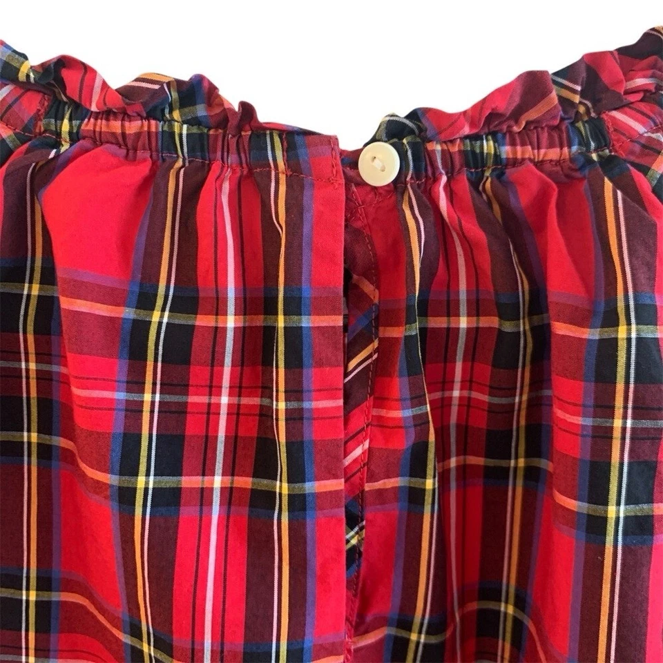 crewcuts J. Top Crew 100 % algodón a cuadros con volantes cuello rojo negro niñas talla 14 Foto 4 de 4