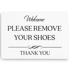 Please Remove Your Shoes Sign White Acrylic 5 x 3.5 in - No Shoes Sign for ...