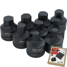 Neilsen Impact Spline And Allen Key Hex Bit Socket Set H14-H24 M16-M18 Bits 9pc