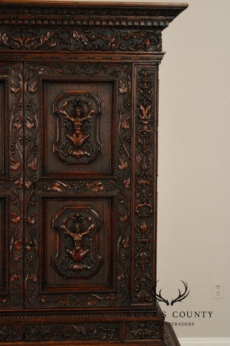 Antique French Renaissance Revival Finely Carved Walnut Cabinet - Picture 8 of 12