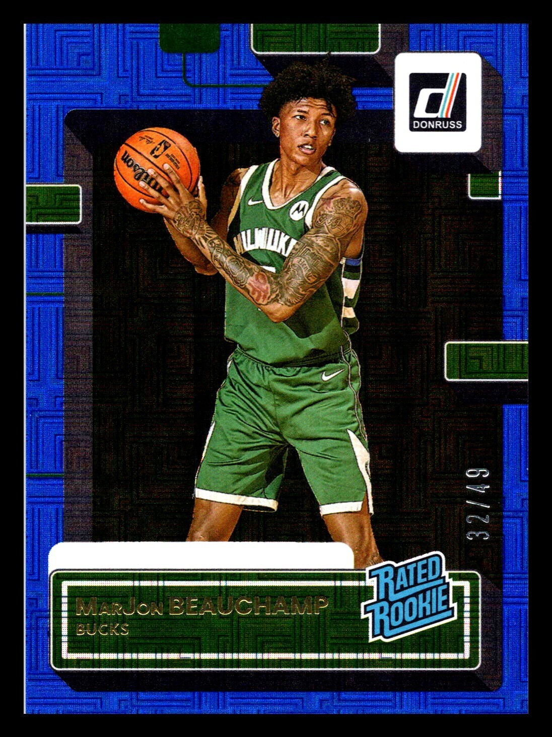 2022-23 Panini Donruss Rated Choice Blue /49 MarJon Beauchamp #224 Rookie RC